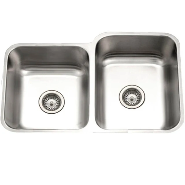 Houzer Eston Series 31" Acciaio inox Steel Undermount 40/60 Double Bowl Kitchen Sink