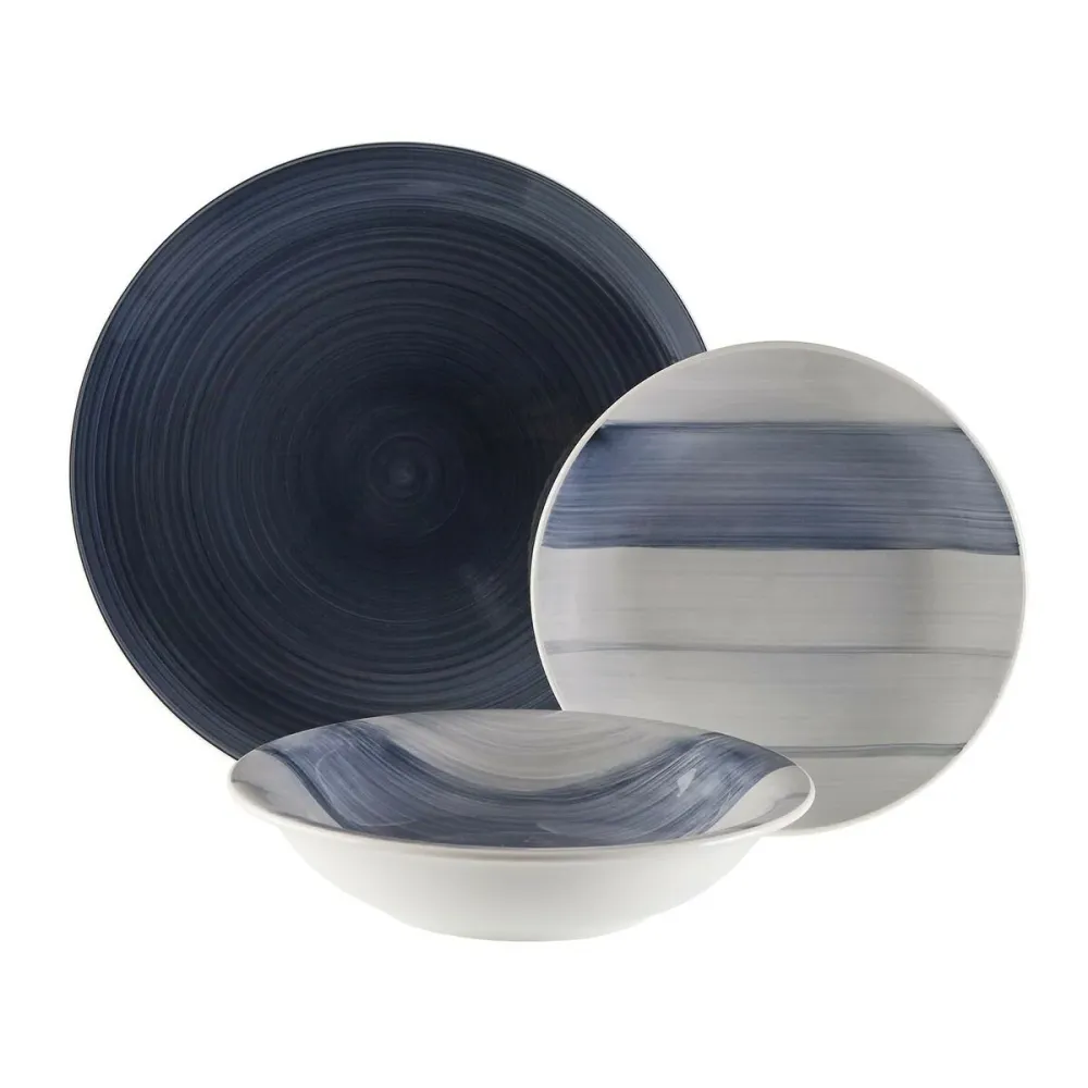 Set di Stoviglie Versa Leanne Blu nero Gres 26,5 x 26,5 cm 18 Pezzi