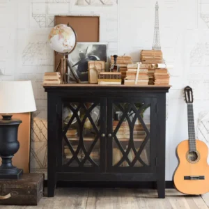 Credenza legno e vetro Classic Black 112 cm