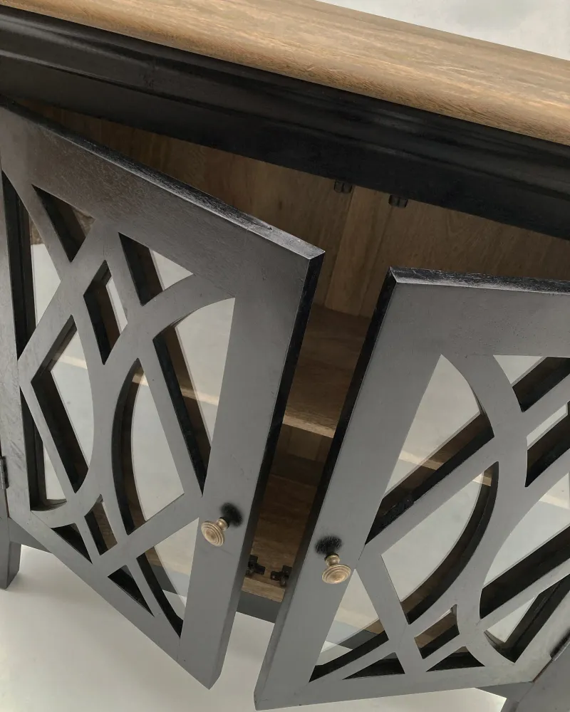 Credenza legno e vetro Classic Black 112 cm