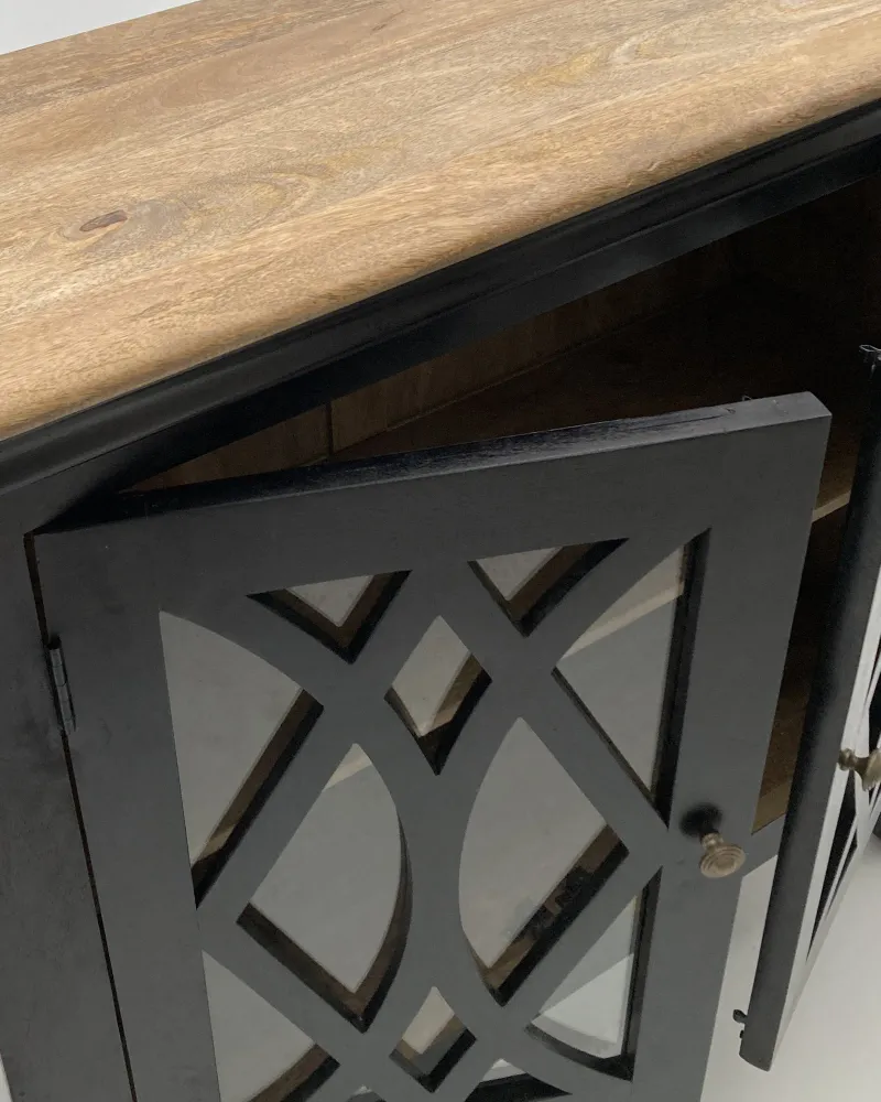 Credenza legno e vetro Classic Black 112 cm