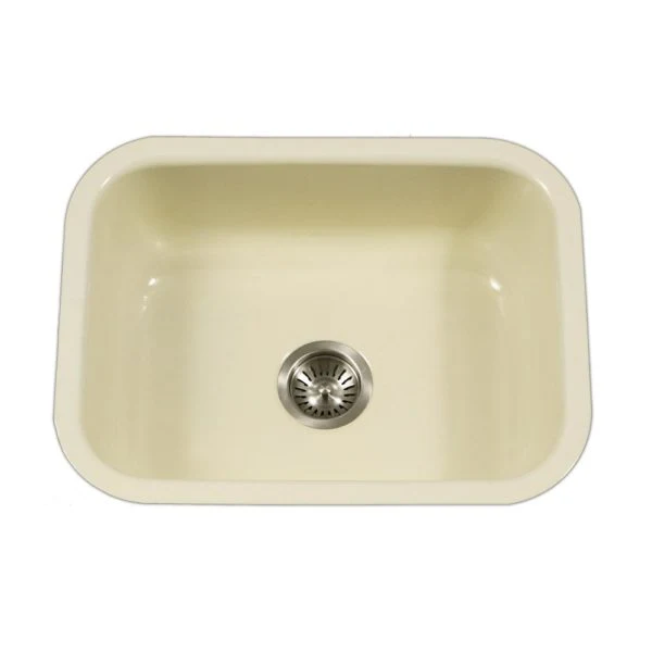 Hamat - CER-2318S-BQ - Enamel Acciaio Undermount Single Bowl Kitchen Sink, Biscuit