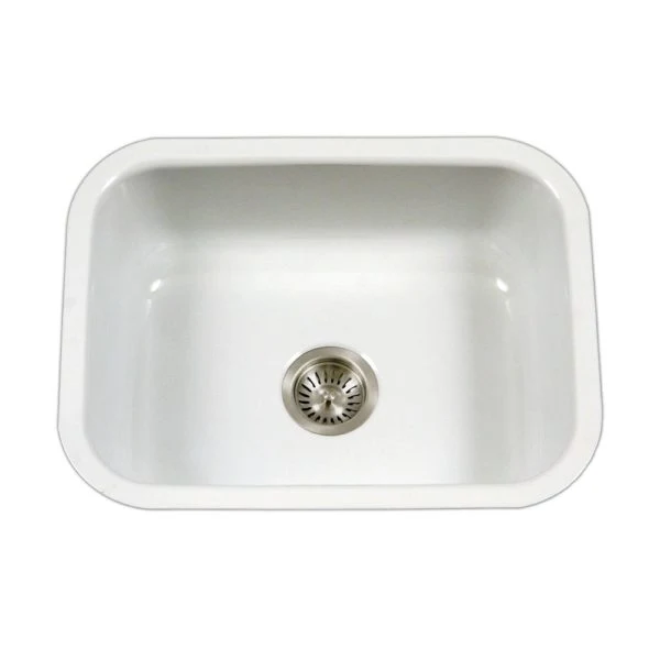 Hamat - CER-2318S-WH - Enamel Steel Undermount Individuale Bowl Kitchen Sink, White