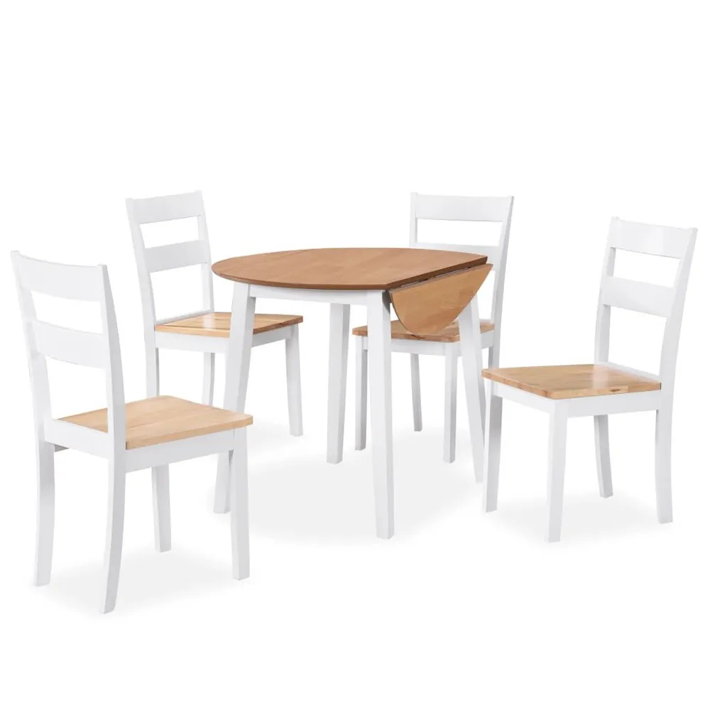 Set da Pranzo 5 pz MDF e Legno di Hevea Bianco